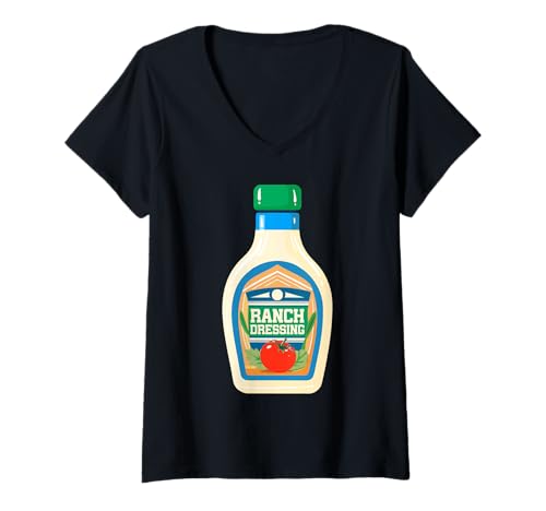 Damen Ranch Dressing Ranch Salat Dressing Lustiges Halloween-Kostüm T-Shirt mit V-Ausschnitt Damen Ranch Dressing Ranch Salat Dressing Lustiges Halloween-Kostüm T-Shirt mit V-Ausschnitt von Halloween Collection Tees