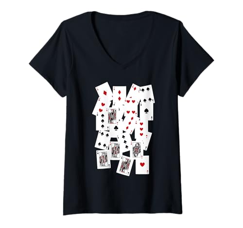 Damen Spielkarte Lazy DIY Halloween Kostüm Casino Poker Gambler T-Shirt mit V-Ausschnitt von Halloween Costume Cloths Gambling Casino Poker