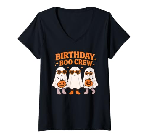 Damen Birthday Boo Crew Ghost Lustiges, passendes Familienkommando T-Shirt mit V-Ausschnitt Damen Birthday Boo Crew Ghost Lustiges, passendes Familienkommando T-Shirt mit V-Ausschnitt von Halloween Costume Matching Family Men Women Kids