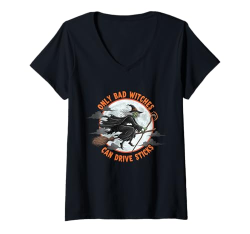 Damen Halloween Halloween Halloween Nur böse Hexen T-Shirt mit V-Ausschnitt Damen Halloween Halloween Halloween Nur böse Hexen T-Shirt mit V-Ausschnitt von Halloween Costume Scary Witch Funny Designs