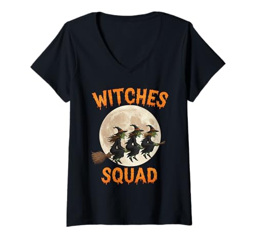 Damen Halloween-Team der gruseligen Hexen T-Shirt mit V-Ausschnitt Damen Halloween-Team der gruseligen Hexen T-Shirt mit V-Ausschnitt von Halloween Costume Scary Witch Funny Designs