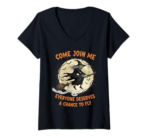 Damen Halloween Witch Chance to Fly T-Shirt mit V-Ausschnitt Damen Halloween Witch Chance to Fly T-Shirt mit V-Ausschnitt von Halloween Costume Scary Witch Funny Designs