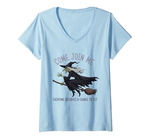 Damen Halloween Witch Chance to Fly T-Shirt mit V-Ausschnitt Damen Halloween Witch Chance to Fly T-Shirt mit V-Ausschnitt von Halloween Costume Scary Witch Funny Designs