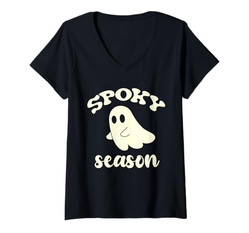 Damen Halloween-Kostüm „Ghost Spooky Season“ für Herren, Damen und Kinder T-Shirt mit V-Ausschnitt Damen Halloween-Kostüm „Ghost Spooky Season“ für Herren, Damen und Kinder T-Shirt mit V-Ausschnitt von Halloween Costume Shirts Ghost for Men Women Kids