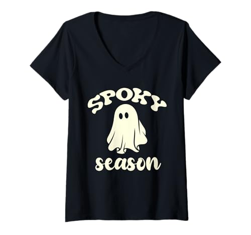 Damen Halloween-Kostüm „Ghost Spooky Season“ für Herren, Damen und Kinder T-Shirt mit V-Ausschnitt Damen Halloween-Kostüm „Ghost Spooky Season“ für Herren, Damen und Kinder T-Shirt mit V-Ausschnitt von Halloween Costume Shirts Ghost for Men Women Kids