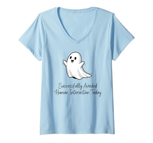 Damen Menschliche Interaktion Heute erfolgreich vermieden Introvertiert T-Shirt mit V-Ausschnitt Damen Menschliche Interaktion Heute erfolgreich vermieden Introvertiert T-Shirt mit V-Ausschnitt von Halloween Days Designers