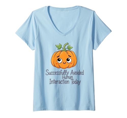 Damen Menschliche Interaktion Heute erfolgreich vermieden Lustiges Halloween T-Shirt mit V-Ausschnitt Damen Menschliche Interaktion Heute erfolgreich vermieden Lustiges Halloween T-Shirt mit V-Ausschnitt von Halloween Days Designers