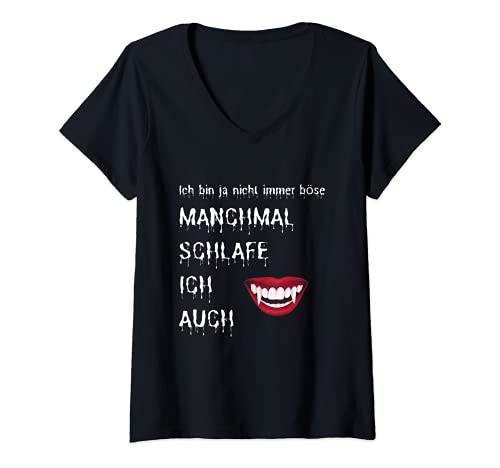 Damen Spruch - Ich bin ja nicht immer böse - Vampir für Halloween T-Shirt mit V-Ausschnitt Damen Spruch - Ich bin ja nicht immer böse - Vampir für Halloween T-Shirt mit V-Ausschnitt von Halloween Designs by S.Z.