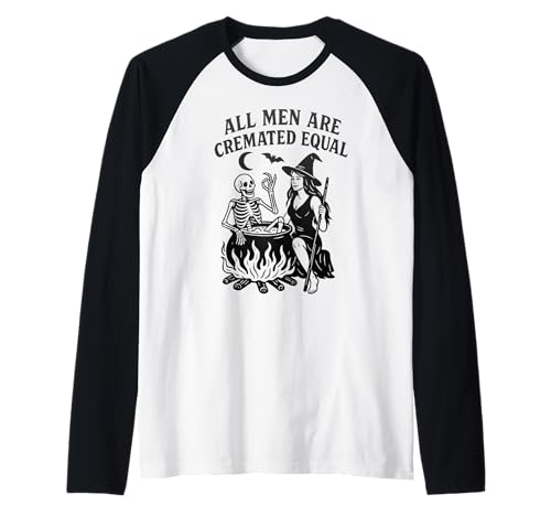 All Men Are Cremated Equal T-Shirt mit Witch Cauldron-Grafik Raglan All Men Are Cremated Equal T-Shirt mit Witch Cauldron-Grafik Raglan von Halloween Designs