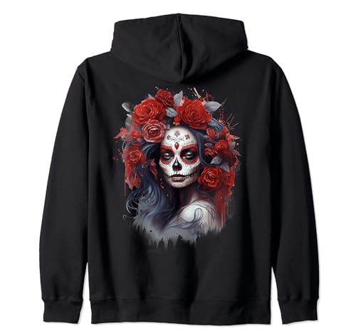 La Catrina Tag der Toten Sugar Skull Goth Mädchen Frauen Kapuzenjacke von Halloween Dia Muertos Men Womens Boys Girls Tees
