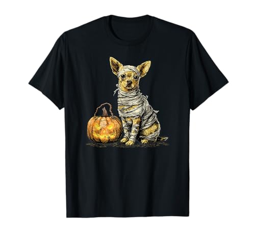 Chihuahua Hund Mama Happy Halloween Herren Damen T-Shirt Chihuahua Hund Mama Happy Halloween Herren Damen T-Shirt von Halloween Dog Lover Owner Chihuahua Mummy