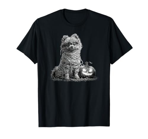 Pommersche Hundemami Happy Halloween Herren Damen T-Shirt Pommersche Hundemami Happy Halloween Herren Damen T-Shirt von Halloween Dog Lover Owner Pomeranian Mummy