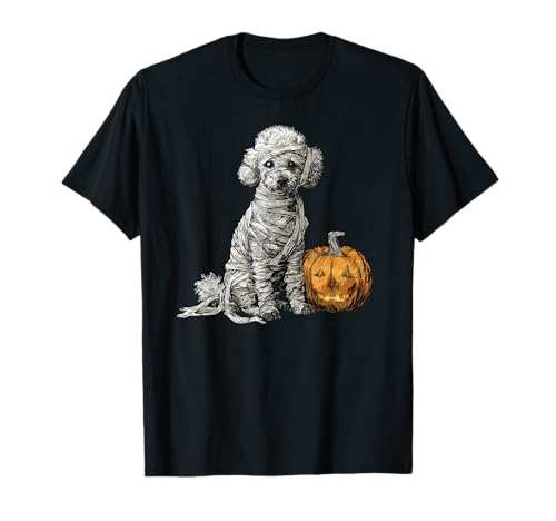 Pudel Hund Mama Happy Halloween Männer Frauen T-Shirt von Halloween Dog Lover Owner Poodle Mummy