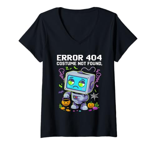 Damen Error 404 Kostüm Nicht gefunden Lustiger Halloween-Geek passend T-Shirt mit V-Ausschnitt Damen Error 404 Kostüm Nicht gefunden Lustiger Halloween-Geek passend T-Shirt mit V-Ausschnitt von Halloween Error 404 Costume Apparel Geek Matching