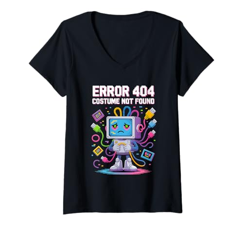 Damen Error 404 Kostüm Nicht gefunden Lustiger Halloween-Geek passend T-Shirt mit V-Ausschnitt Damen Error 404 Kostüm Nicht gefunden Lustiger Halloween-Geek passend T-Shirt mit V-Ausschnitt von Halloween Error 404 Costume Apparel Geek Matching