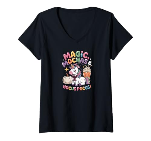 Damen Spooky Ghost Mocha Coffee Lover Halloween Creature Monster T-Shirt mit V-Ausschnitt Damen Spooky Ghost Mocha Coffee Lover Halloween Creature Monster T-Shirt mit V-Ausschnitt von Halloween Everywhere DearPrint