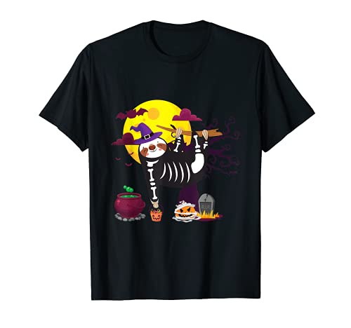 Faultier Skelett Kostüm Kinder Süßes oder Saures Horror T-Shirt von Halloween Faultier Party Kürbis Fledermaus Kostüm