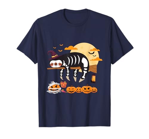 Horror Faultier Skelett Kostüm Kinder Süßes oder Saures T-Shirt von Halloween Faultier Party Kürbis Fledermaus Kostüm