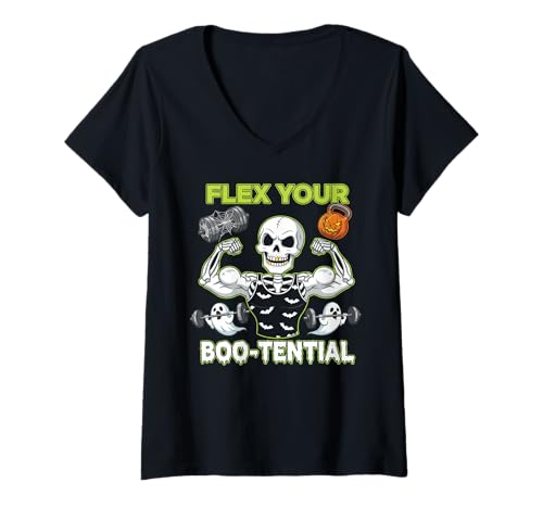 Damen Gestalten Sie Ihr Halloween-Fitness-Trainingsdesign mit Boo-tential T-Shirt mit V-Ausschnitt Damen Gestalten Sie Ihr Halloween-Fitness-Trainingsdesign mit Boo-tential T-Shirt mit V-Ausschnitt von Halloween Fitness Workout Design