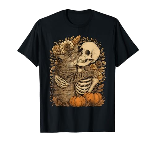 Florales Skelett Umarmung Katze Halloween Katzen Liebhaber Katze Mama Papa T-Shirt Florales Skelett Umarmung Katze Halloween Katzen Liebhaber Katze Mama Papa T-Shirt von Halloween Floral Pumpkins Skeleton Hugging Cat