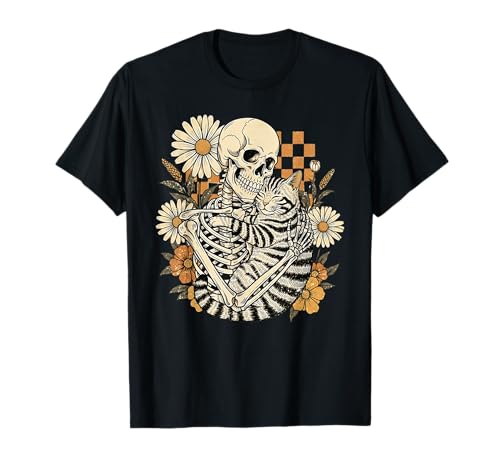 Florales Skelett Umarmung Katze Halloween Katzen Liebhaber Katze Mama Papa T-Shirt Florales Skelett Umarmung Katze Halloween Katzen Liebhaber Katze Mama Papa T-Shirt von Halloween Floral Skeleton Hugging Cat Design