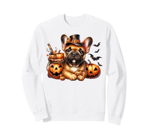 White Halloween French Bulldog Must Haves for Girls Frenchie Sweatshirt von Halloween Frenchie Gifts For French Bulldog Lovers