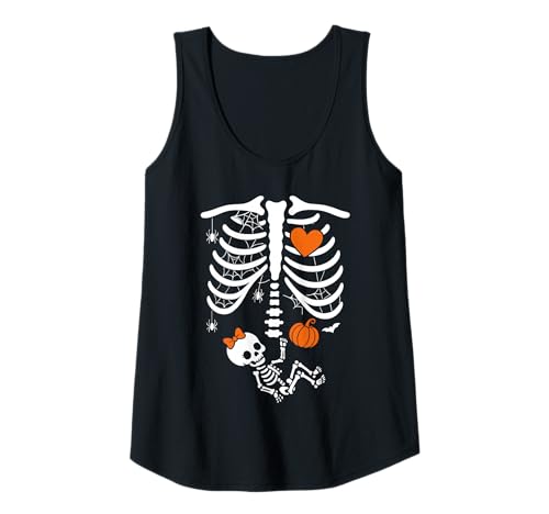 Damen Kostüm Schwangere Frau Skelett Halloween Schwangerschaft Mädchen Tank Top Damen Kostüm Schwangere Frau Skelett Halloween Schwangerschaft Mädchen Tank Top von Halloween Funny Costume Pregnant Woman Pumpkin