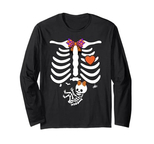 Kostüm Schwangere Frau Skelett Halloween Schwangerschaft Mädchen Langarmshirt Kostüm Schwangere Frau Skelett Halloween Schwangerschaft Mädchen Langarmshirt von Halloween Funny Costume Pregnant Woman Pumpkin