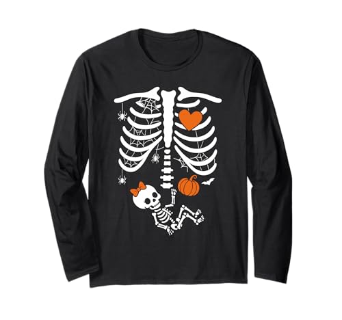 Kostüm Schwangere Frau Skelett Halloween Schwangerschaft Mädchen Langarmshirt Kostüm Schwangere Frau Skelett Halloween Schwangerschaft Mädchen Langarmshirt von Halloween Funny Costume Pregnant Woman Pumpkin