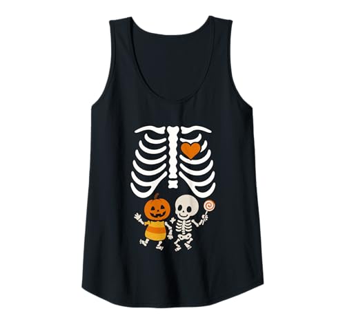 Damen Halloween Lustiges Kostüm Schwangere Frau Kürbis Rippenkäfig Tank Top Damen Halloween Lustiges Kostüm Schwangere Frau Kürbis Rippenkäfig Tank Top von Halloween Funny Costume Pregnant Woman Twins