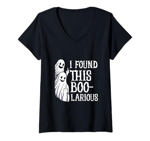 Damen I Found This Boo-larious Halloween Party Lustiger Geist T-Shirt mit V-Ausschnitt Damen I Found This Boo-larious Halloween Party Lustiger Geist T-Shirt mit V-Ausschnitt von Halloween Funny Ghost Boo Crew Comedy Fans Tee