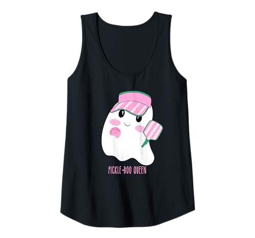 Damen Preppy Pickleball Halloween Pickle-Boo Ghost Pastell Pink Tank Top von Halloween Funny Pickleball Shirts by Southerngal