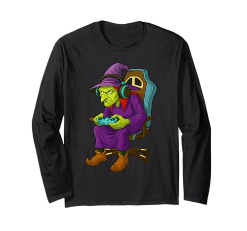 Gamer Halloween Hexe Gruseliges Gaming Videospiel Jungen Mädchen Langarmshirt Gamer Halloween Hexe Gruseliges Gaming Videospiel Jungen Mädchen Langarmshirt von Halloween Gamers Video Game Fans