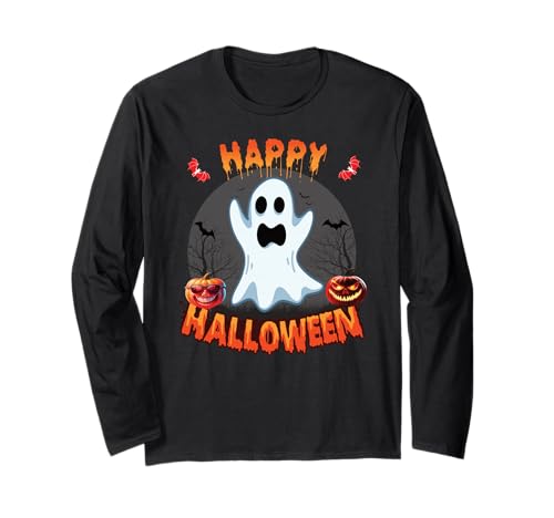 Geister Kostüm süßer Geist Fun Halloween Kinder Kürbis Langarmshirt von Halloween Geister Gespenst Mädchen & Damen