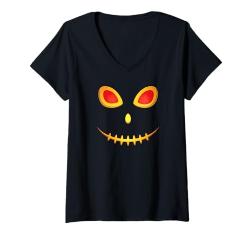 Damen Geister Kostüm Lustiges Ghul Gesicht Fun Halloween Kinder T-Shirt mit V-Ausschnitt Damen Geister Kostüm Lustiges Ghul Gesicht Fun Halloween Kinder T-Shirt mit V-Ausschnitt von Halloween Geister Kürbisgesicht Damen und Herren