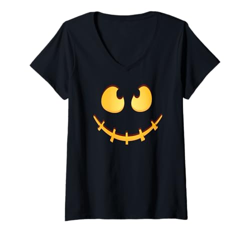 Damen Geister Kostüm Lustiges Ghul Gesicht Fun Halloween Kinder T-Shirt mit V-Ausschnitt Damen Geister Kostüm Lustiges Ghul Gesicht Fun Halloween Kinder T-Shirt mit V-Ausschnitt von Halloween Geister Kürbisgesicht Damen und Herren