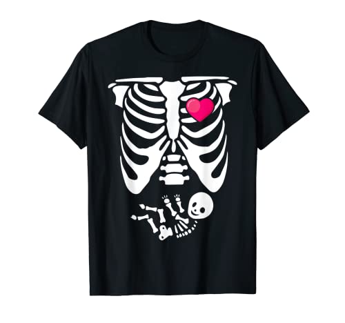 Lustig Halloween Skelett Kostüm Damen Frauen Paare Schwanger T-Shirt von Halloween Geschenk Co.