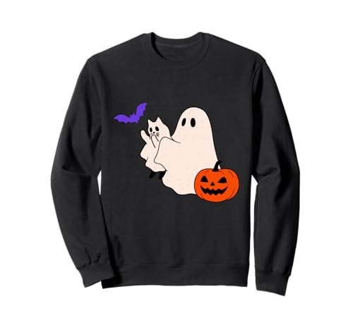 Geisterkatze, Fledermaus, Kürbis, Halloween, gruselige Jahreszeit, Herren, Damen, Kinder Sweatshirt Geisterkatze, Fledermaus, Kürbis, Halloween, gruselige Jahreszeit, Herren, Damen, Kinder Sweatshirt von Halloween Ghost Bats Cat Lover Men Women Kids