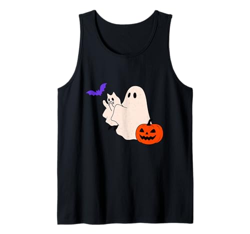 Geisterkatze, Fledermaus, Kürbis, Halloween, gruselige Jahreszeit, Herren, Damen, Kinder Tank Top von Halloween Ghost Bats Cat Lover Men Women Kids