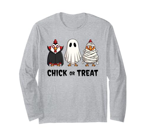 Lustiges Küken oder Leckerli Halloween Gruseljahresgeschenk Männer Frauen Langarmshirt von Halloween Ghost Chicken Fall Vibes Graphic Design