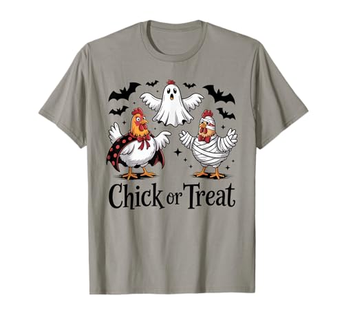Lustiges Küken oder Leckerli Halloween Gruseljahresgeschenk Männer Frauen T-Shirt von Halloween Ghost Chicken Fall Vibes Graphic Design