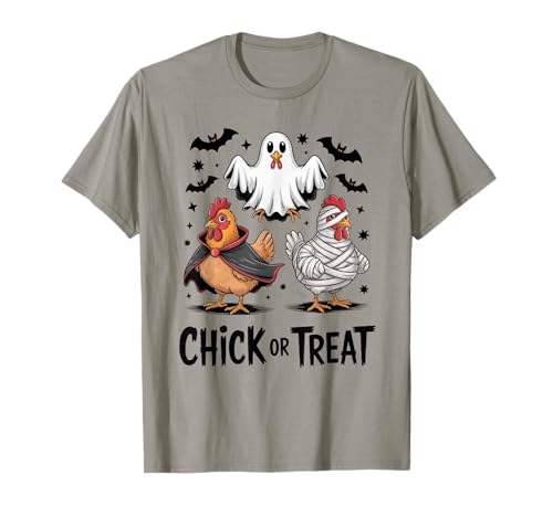Lustiges Küken oder Leckerli Halloween Gruseljahresgeschenk Männer Frauen T-Shirt von Halloween Ghost Chicken Fall Vibes Graphic Design