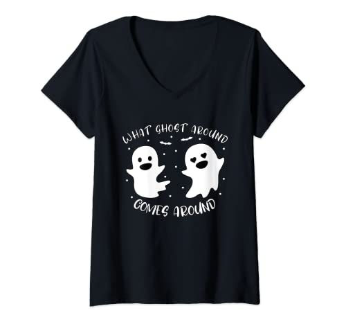 Damen Halloween Kostüm Geist T-Shirt mit V-Ausschnitt Damen Halloween Kostüm Geist T-Shirt mit V-Ausschnitt von Halloween Ghost Costume Boo Trick Or Treat