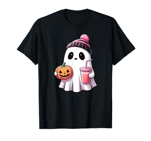 Niedlicher rosa Geist Kaffee Halloween Geist Kaffee Herren Damen T-Shirt Niedlicher rosa Geist Kaffee Halloween Geist Kaffee Herren Damen T-Shirt von Halloween Ghost Drinking Coffee Ghost Ice Coffee