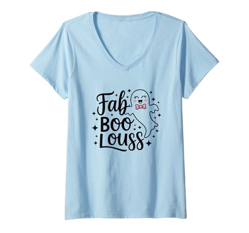 Damen Fab Boo Louss Halloween-Geisterspaß T-Shirt mit V-Ausschnitt Damen Fab Boo Louss Halloween-Geisterspaß T-Shirt mit V-Ausschnitt von Halloween Ghost Fun Cute Spooky Vibes