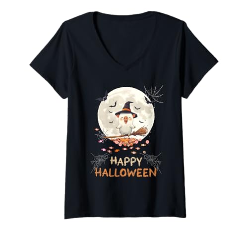 Damen Funny Pig Witch Candy Ghost Piglet Farmer Halloween Costume T-Shirt mit V-Ausschnitt Damen Funny Pig Witch Candy Ghost Piglet Farmer Halloween Costume T-Shirt mit V-Ausschnitt von Halloween Ghost Spooky Pumpkins By GnineZa