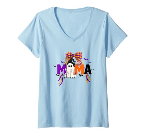 Damen Halloween-Spaß mit Mama Ghost Witch T-Shirt mit V-Ausschnitt Damen Halloween-Spaß mit Mama Ghost Witch T-Shirt mit V-Ausschnitt von Halloween Ghost Witch Moms Broom Fun