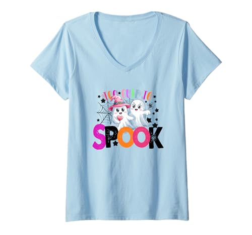Damen Halloween-Spaß zu süß, um Geister zu erschrecken T-Shirt mit V-Ausschnitt Damen Halloween-Spaß zu süß, um Geister zu erschrecken T-Shirt mit V-Ausschnitt von Halloween Ghosts Adorable Spooky Vibes