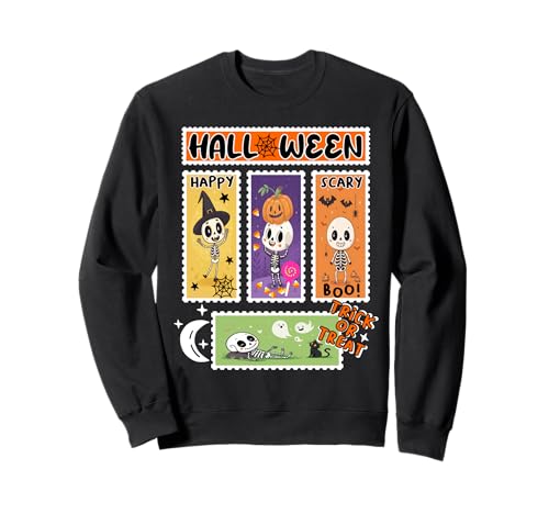 Halloween Porto Stempel Retro Skeleton Halloween Kinder Sweatshirt Halloween Porto Stempel Retro Skeleton Halloween Kinder Sweatshirt von Halloween Ghosts Skelettkürbis Hexen -Outfits