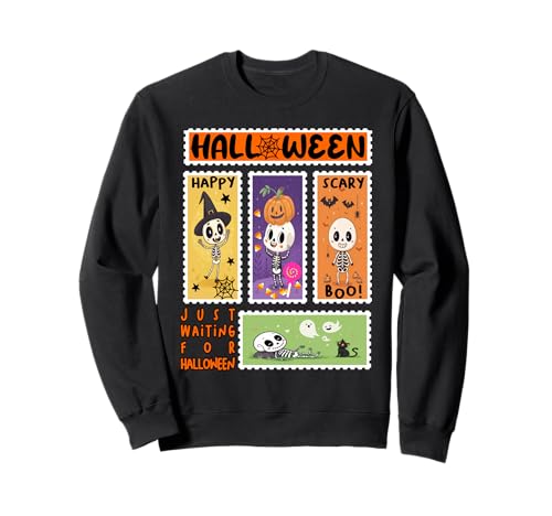 Halloween Porto Stempel Retro Skeleton Halloween Kinder Sweatshirt Halloween Porto Stempel Retro Skeleton Halloween Kinder Sweatshirt von Halloween Ghosts Skelettkürbis Hexen -Outfits